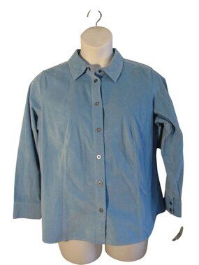 Talbots 1XP 1X NEW Light Blue Corduroy Snap Front Shirt Top Blouse NWT